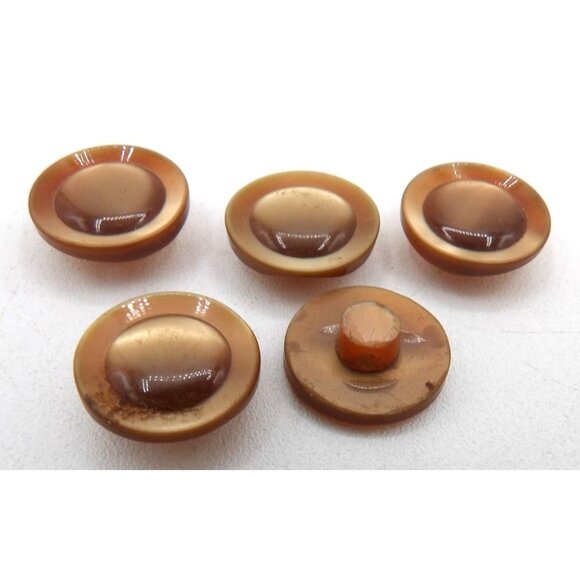 Shirt/Dress Button Plastic Shank Brown Circle in Circle design 5 count ½"diamete - Picture 2 of 2